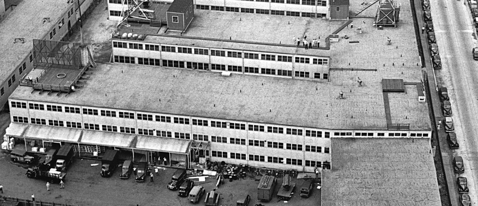 Aerial photograph of Building 20 at MIT