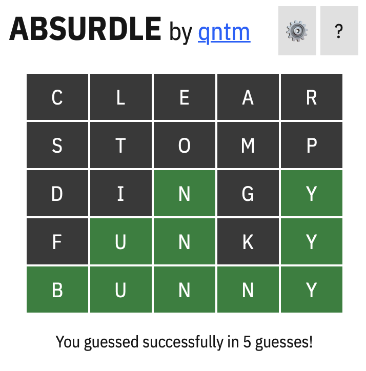 Screenshot of Absurdle